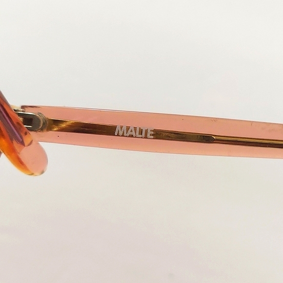 Francis Klein Malte Half Rim Cat Eye Peach Brown Sunglasses Dark Lens Never Worn